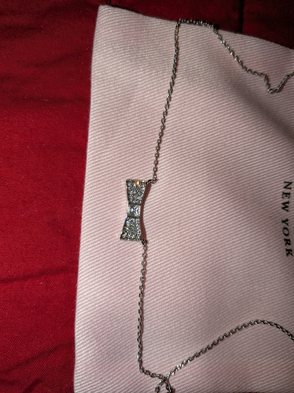 kate spade Silver Bow Pendant Necklace + Dustbag - Picture 3 of 6